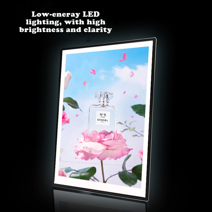 Customized Rectangular Aluminum Frame LED Photo Glass Lightbox Ultra-thin Advertising LED Lighting Display Lamp Poster Stand