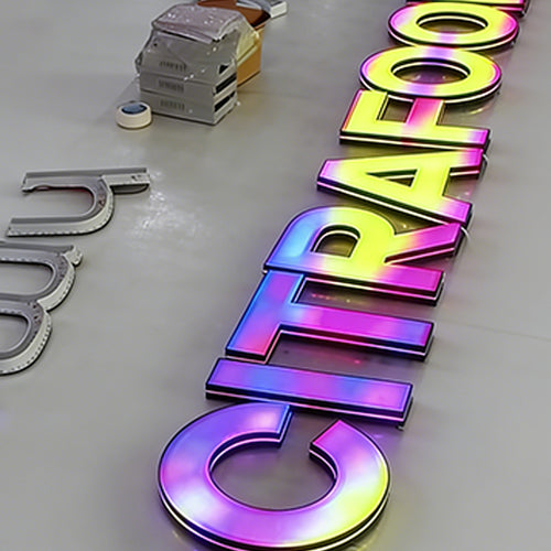 3D Luminous Character Advertising Signboard, RGB LED Full-color Front Lighting Letter Sign, Outdoor Architectural Lighting