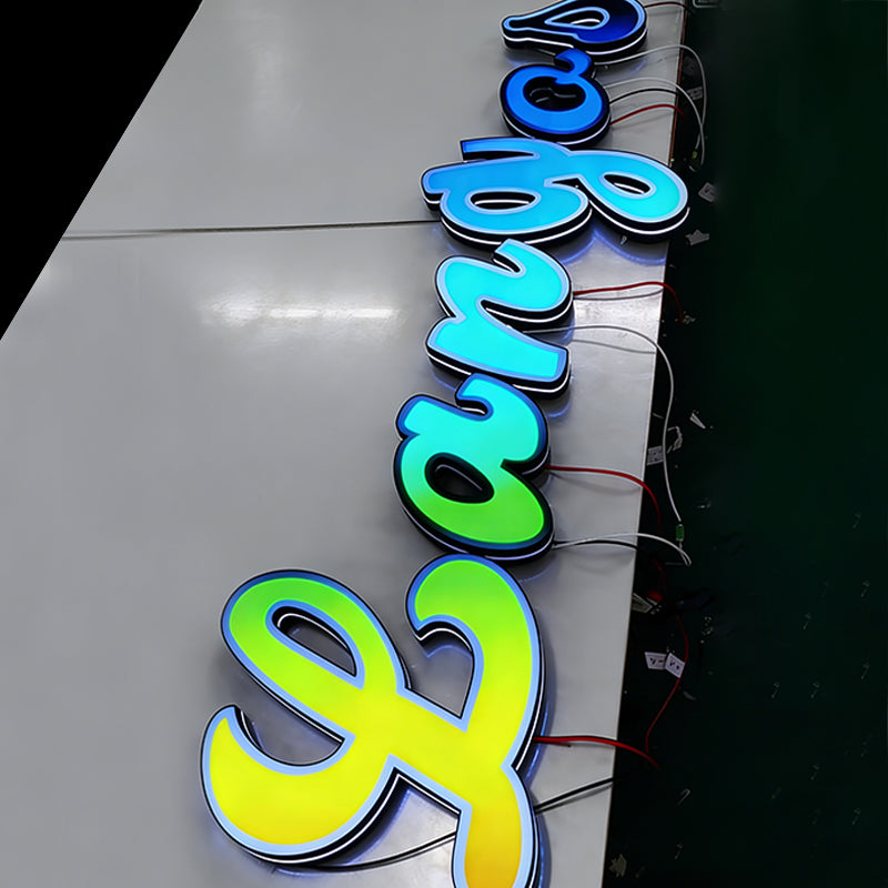 3D Luminous Character Advertising Signboard, RGB LED Full-color Front Lighting Letter Sign, Outdoor Architectural Lighting