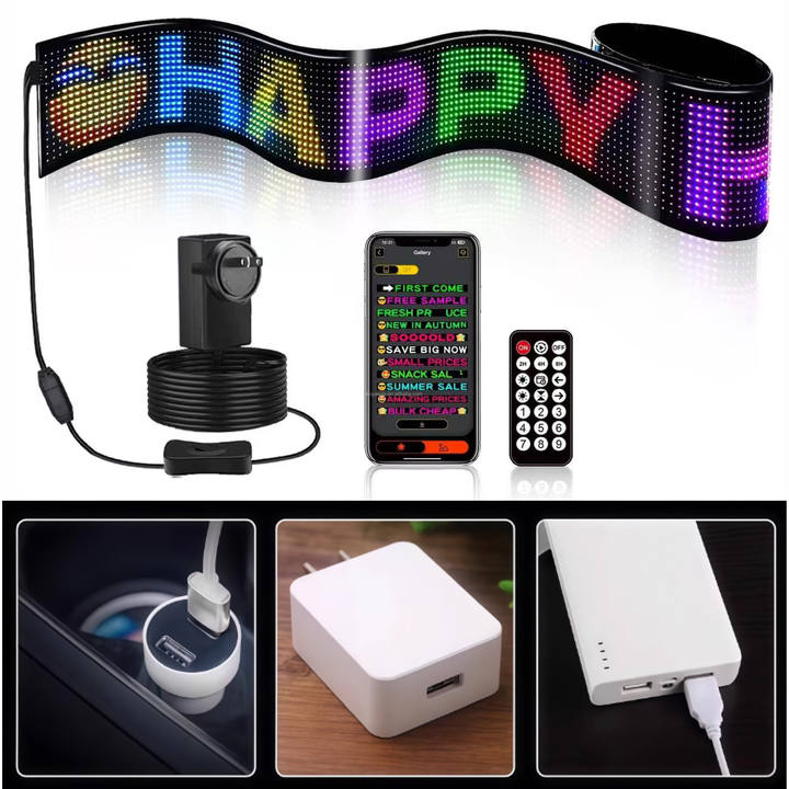 Truck RGB LED Matrix Panel Remote Application Control Programmable Rolling DIY Automotive LED Display for Cars