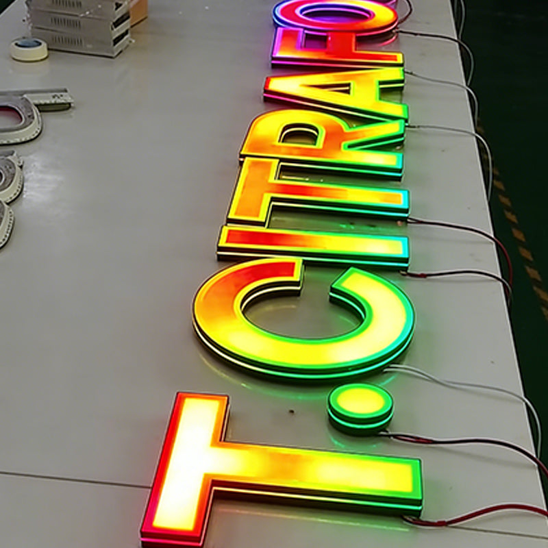 Customized KTV Door Head Colorful Luminous Characters, Edge Characters, 3D Full-color Light Box Advertising Sign, Programmable