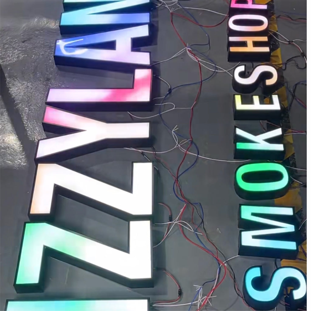 Wholesale Customizable RGB Programmable LED Logo 3D Letter Printer External Logo Electronic Signs Manufacturer