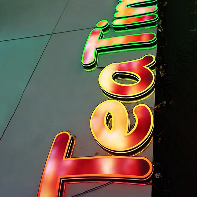 Customizable Programmable LED Store Signage, RGB Lighting, Acrylic Metal Letters, 3D Stereoscopic Letter Luminous Wall Signage