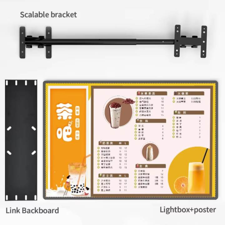 Indoor Hanging LED Menu Lightbox for Restaurant Easy-to-Install LED Board with Aluminum Frame Menu Advertisement Board