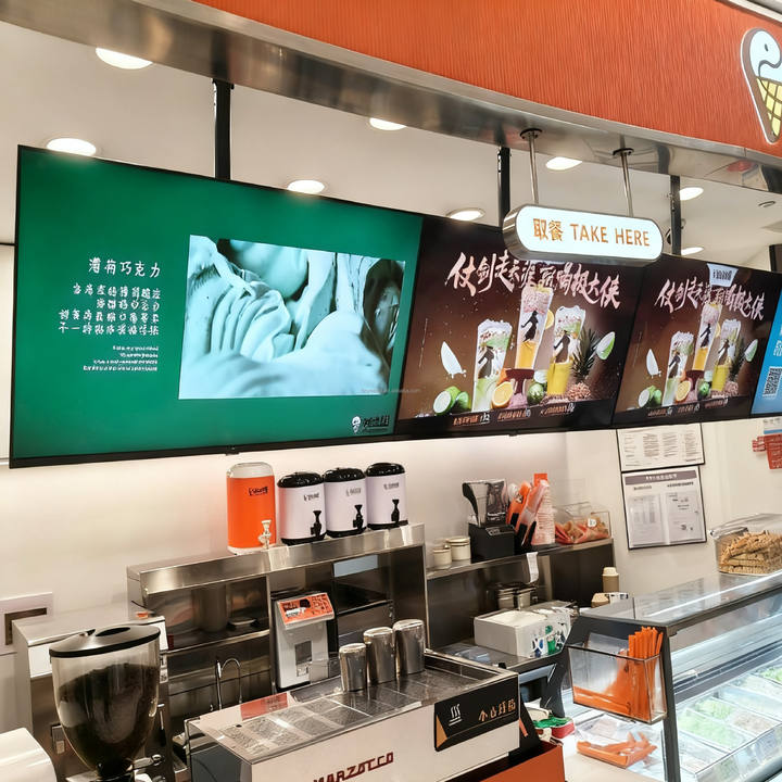 Restaurant LED LCD Display Suspended LED Dynamic Menu Board for Car Store Restaurant Advertising Decoration High-Resolution