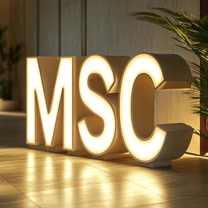 Floor Standing Large 3D LED Illuminated Letter Signs and 3D Numbers. Large LOGO. Suitable for Company Factory Exhibition Halls.