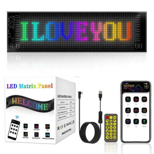 App-Controlled Bluetooth Car LED Advertising Screen IP65 Waterproof USB-Powered Rectangular Flexible Display Fun Electronic