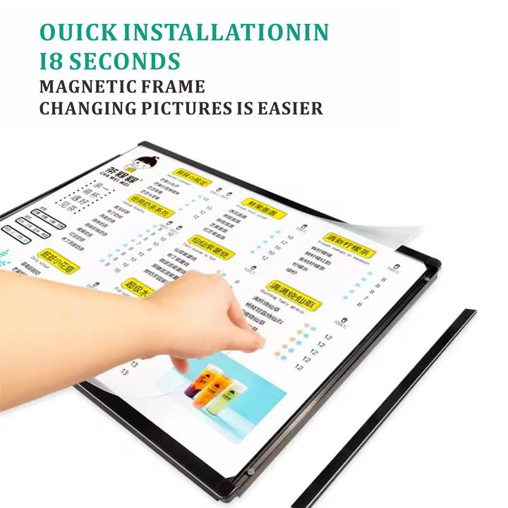 Indoor Hanging LED Menu Lightbox for Restaurant Easy-to-Install LED Board with Aluminum Frame Menu Advertisement Board