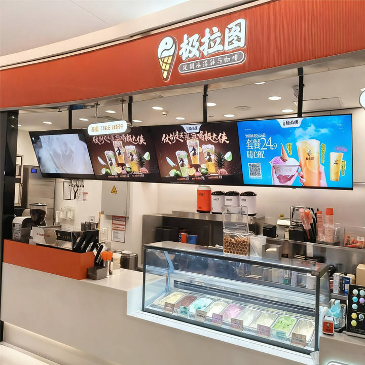 Restaurant LED LCD Display Suspended LED Dynamic Menu Board for Car Store Restaurant Advertising Decoration High-Resolution