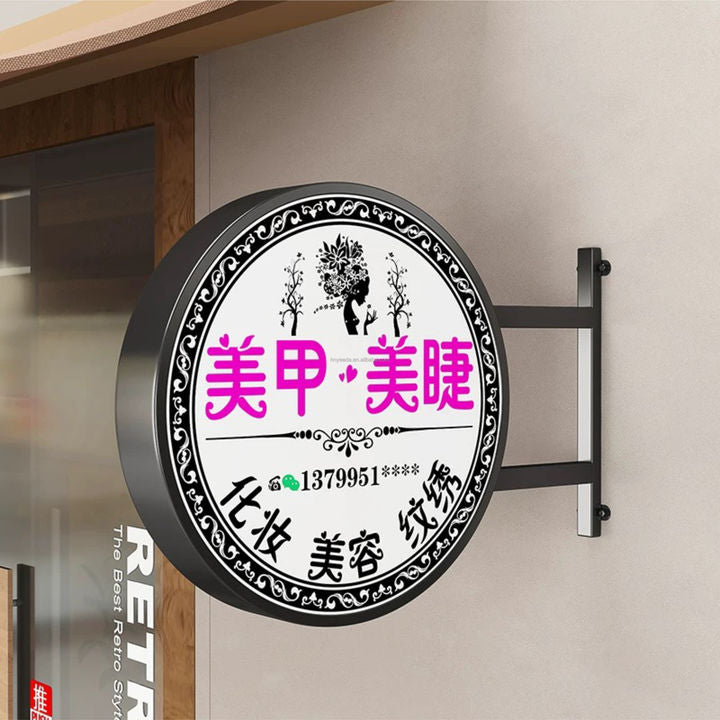 Custom Designed High Quality Outdoor LED Logo Advertising Light Box Aluminum Frame Decorative Feature Easy Hanging Installation