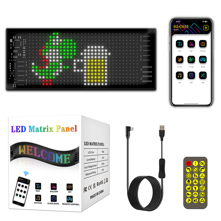USB App Programmable LED Logo Display Intelligent LED Screen Car Panel Rolling Information Car Advertising LED Matrix Panel