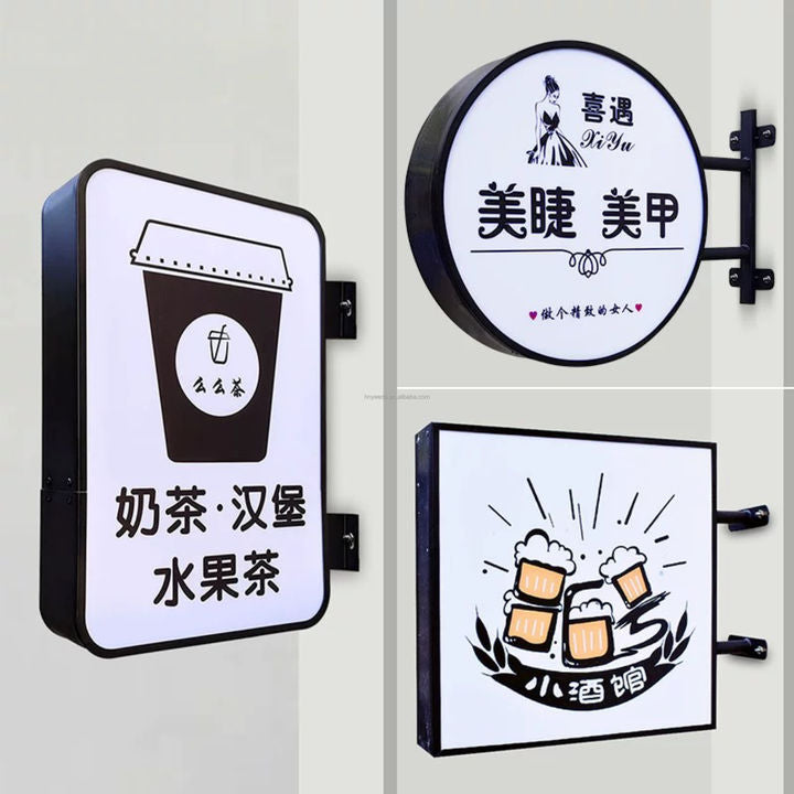 Customized Outdoor LED Advertising Light Box Signs Aluminum Frame Metal Menu Boards for Hanging Installation