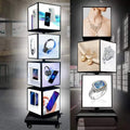 LED Advertising Menu Board, Floor Standing Cube, Four Sided Vertical Rotating Lightbox, Lighting Display Board