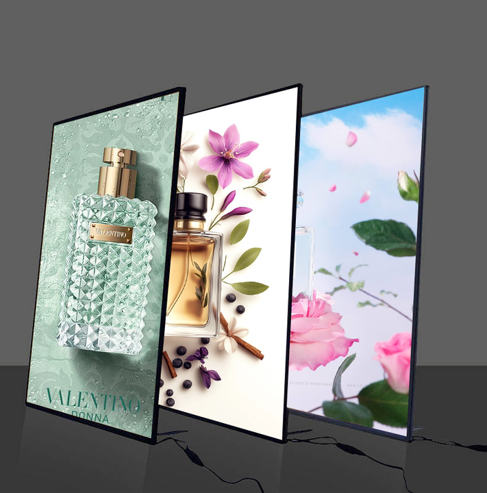 Customized Rectangular Aluminum Frame LED Photo Glass Lightbox Ultra-thin Advertising LED Lighting Display Lamp Poster Stand