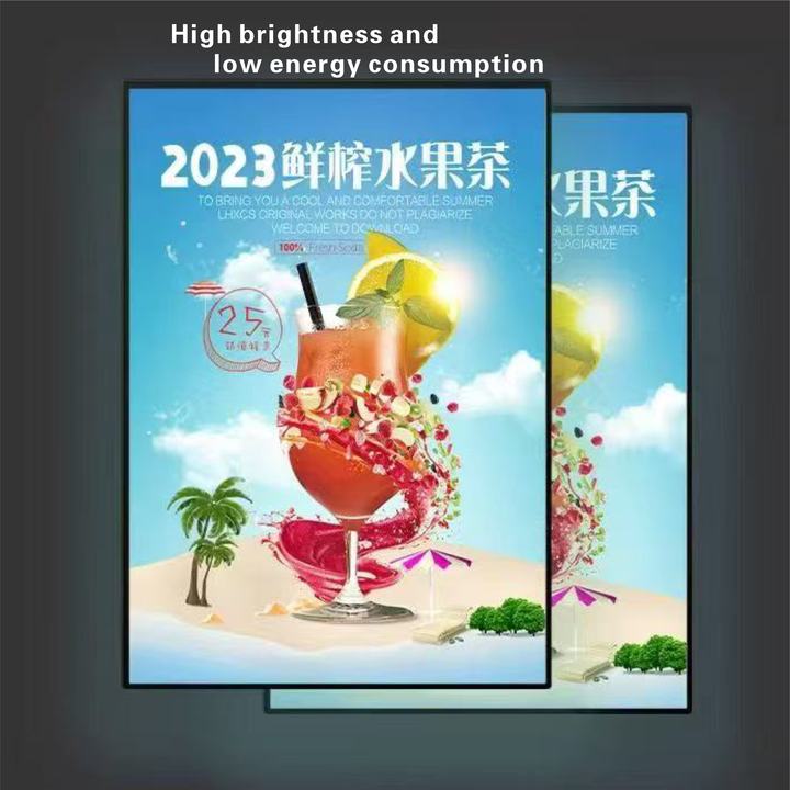 Customized 12V Restaurant LED Menu Board Advertising Light Box Rectangle Shape Aluminum Frame Tempered Glass Decorative Hanging